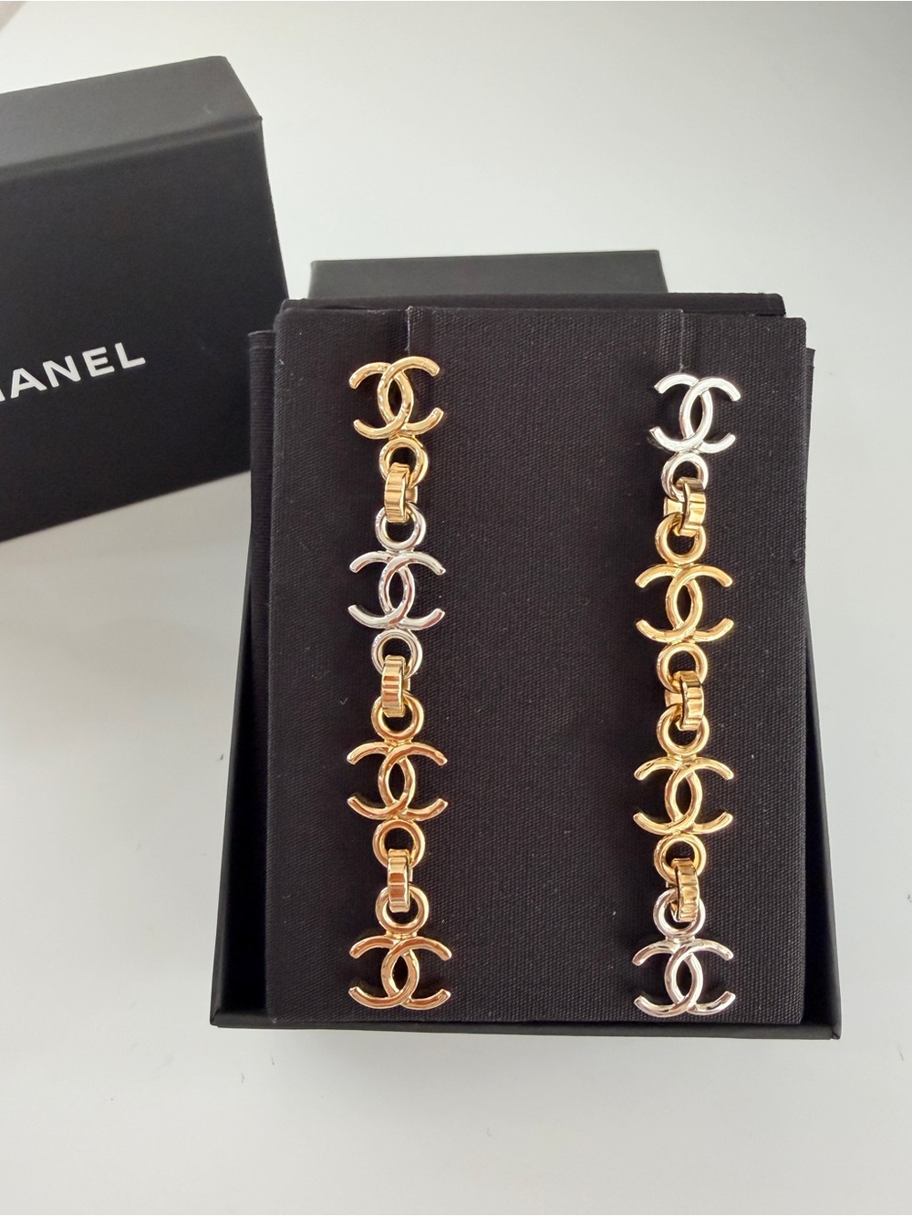 CHANEL 26P Dangle CC Mixed Metal Earrings